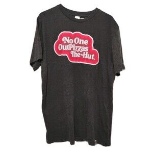 Pizza Hut Crew Member Shirt Men L Gray Graphic Design Employee Uniform Work Logo